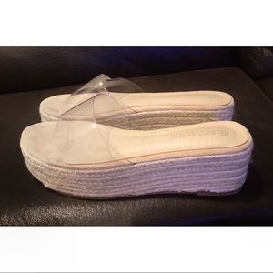 Clear open toe espadrille wedges